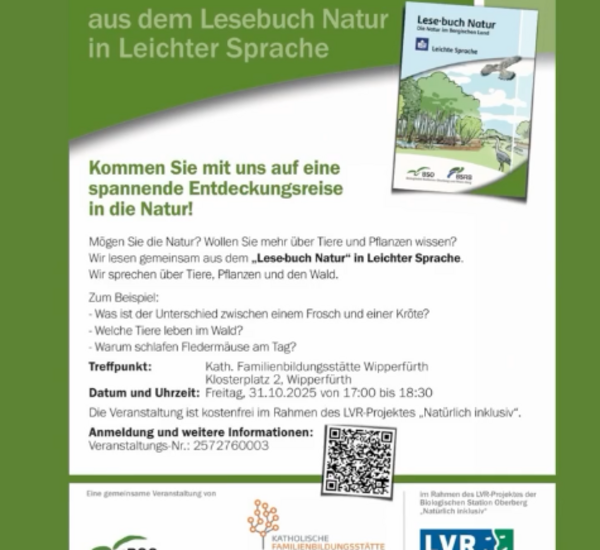 Flyer zur Veranstaltung: Inklusive Lesung aus dem Lesebuch Natur in Leichter Sprache
